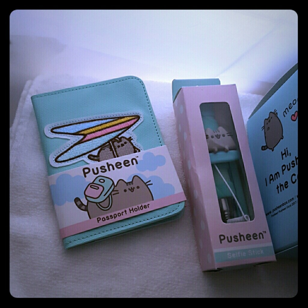 Pusheen passport cover selfie stick and figure